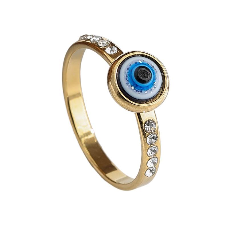 Exaggerated and unique evil eye ring, simple and versatile, niche and high-end, exquisite diamond-encrusted ring.